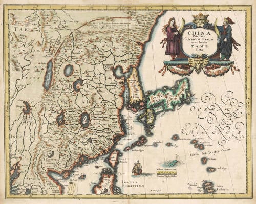 Antique map of China, Korea, Japan, Taiwan by Merian
