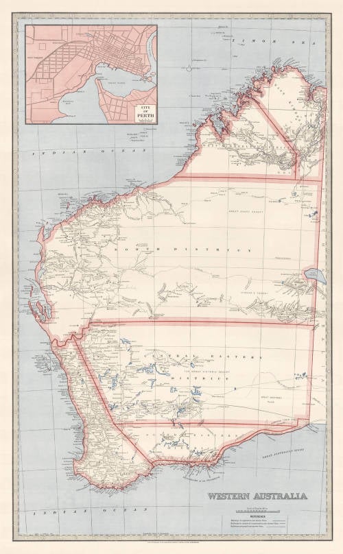 Antique map of Western Australia by Alex J. Scally