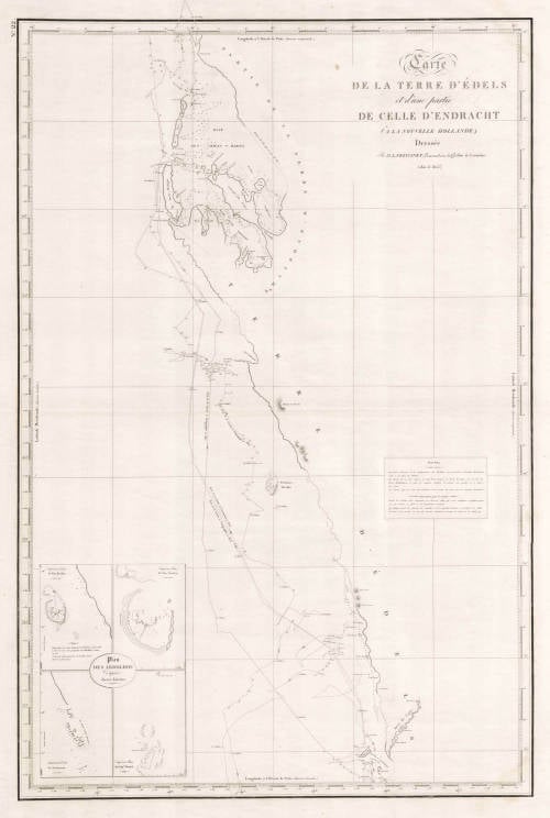 Antique map of Western Australia by Freycinet