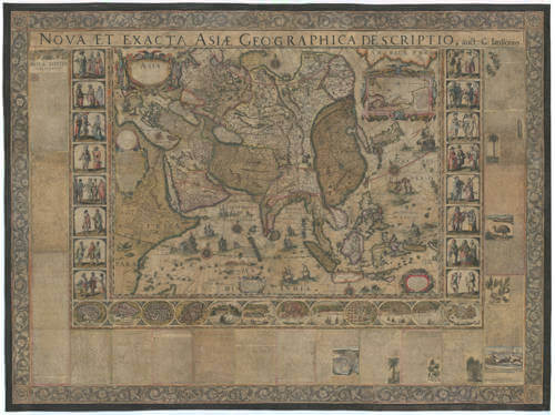 Willem Blaeu wall map of Asia in presumably the only complete first edition of 1608