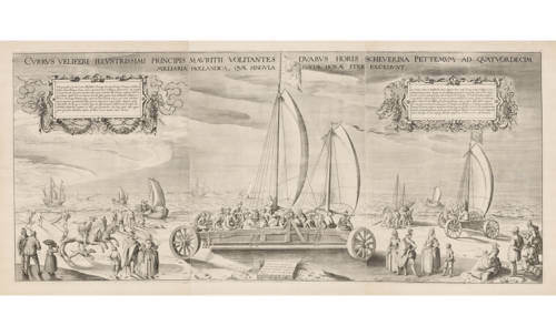 Antique map of THE LAND-YACHT OF 1603 by de Gheyn