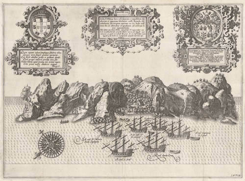 Antique map of Saint Helena by Linschoten