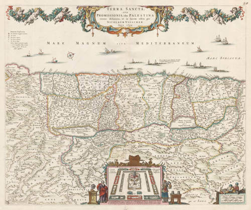 Antique map of Holy Land by Visscher