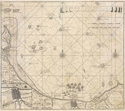 Antique sea chart of Batavia by Gerard van Keulen