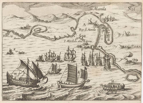 Antique map of Manila by Spilbergen