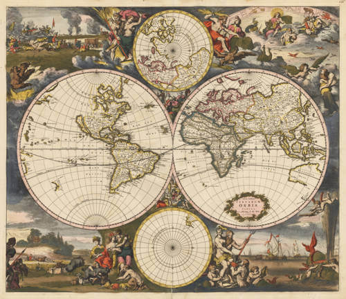 Antique map of the World by Frederick de Wit / Romeijn de Hooghe