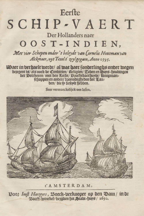 Antique map of the Dutch first fleet to the East Indies by Willem Lodewijcksz