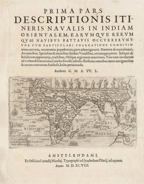 Antique map of the Dutch first fleet to the East Indies by Willem Lodewijcksz