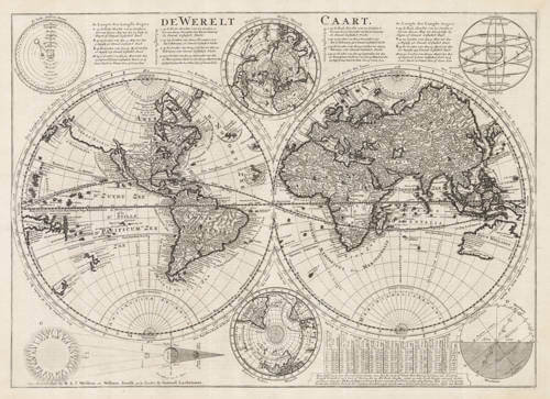 Antique map of the World by Justus Danckerts