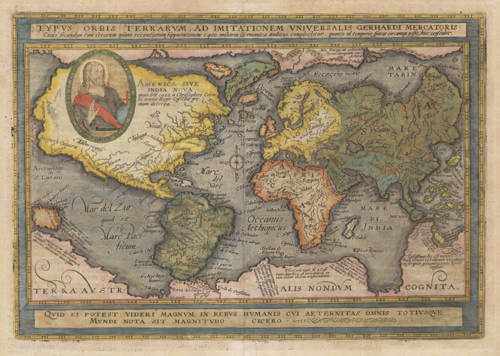 Antique map of the World by Matthias Quad