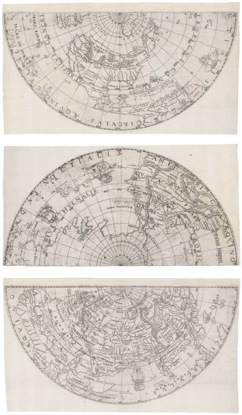 Antique map of the World in polar projection by Georg Joachim Rheticus (attributed)<BR>
Abraham Ortelius<BR>
Caspar Vopelius
