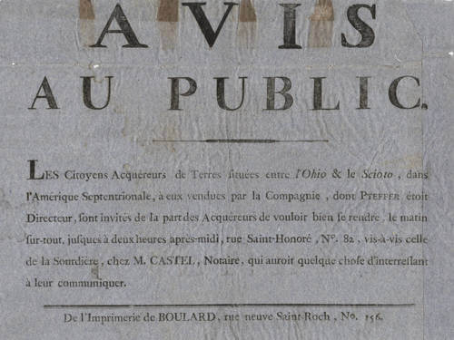Antique map of Scioto Land Pamphlet by Jean Guillaume Castel