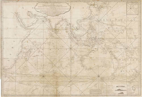 Indian Ocean blueback navigation chart by Laurie & Whittle