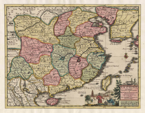 Antique map of China by van der Aa