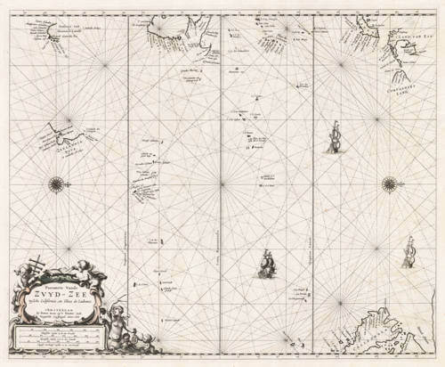 Antique map of the Pacific by Pieter Goos