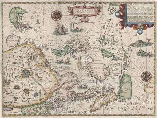 Antique map of South East Asia by Linschoten
