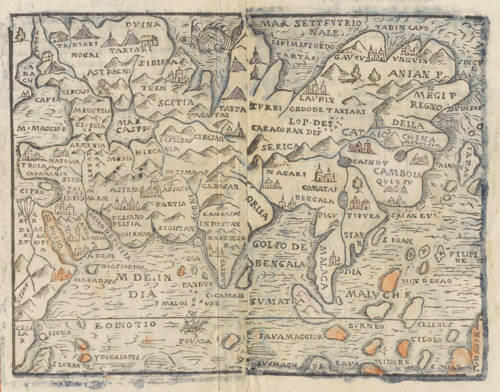 Antique map of Asia by Rosaccio