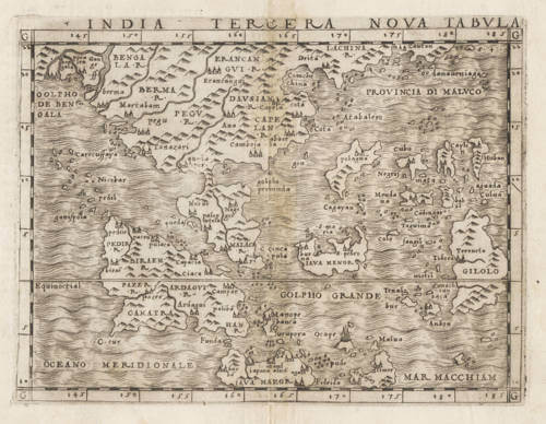 Antique map of South East Asia by Gastaldi