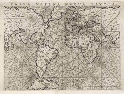 Antique map of the World (Carta Marina) by Ruscelli