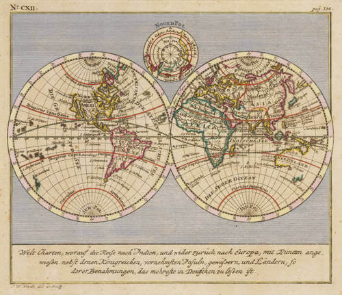 Antique map of the World by Heydt