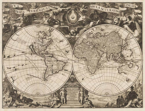 Antique map of the World by van der Aa
