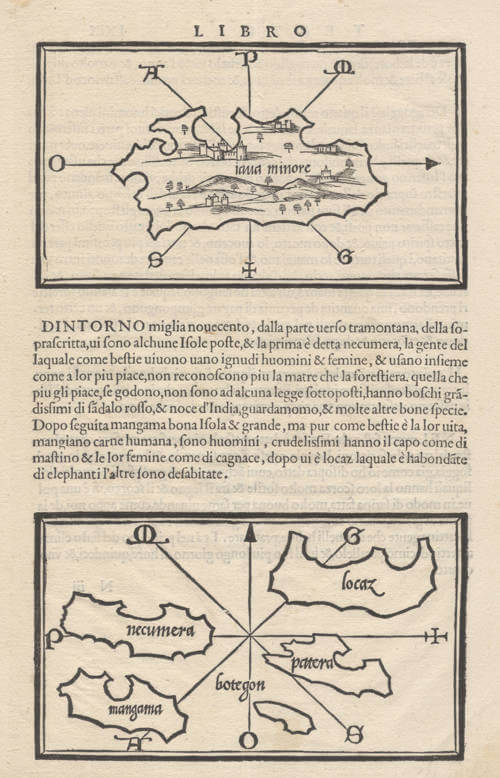 Antique map of Sumatra and Thailand by Benedetto Bordone