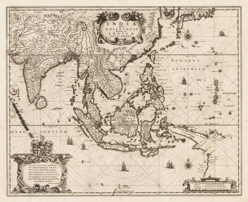 Antique map of South East Asia by Henricus Hondius