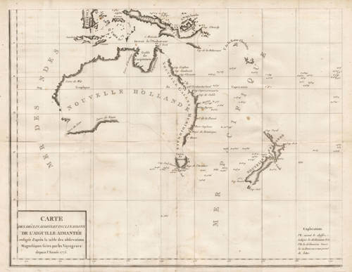 Antique map of Australia by Georges-Louis Leclerc, Comte de Buffon
