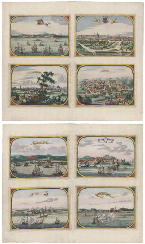 Antique map of Cities from the wall maps of Asia and Africa by Nicolaes Visscher