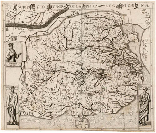 Antique map of China by Theodore de Bry