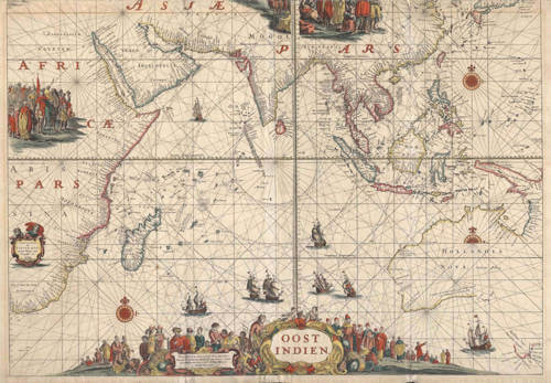 Antique map of Australia, Far East by Pieter Goos