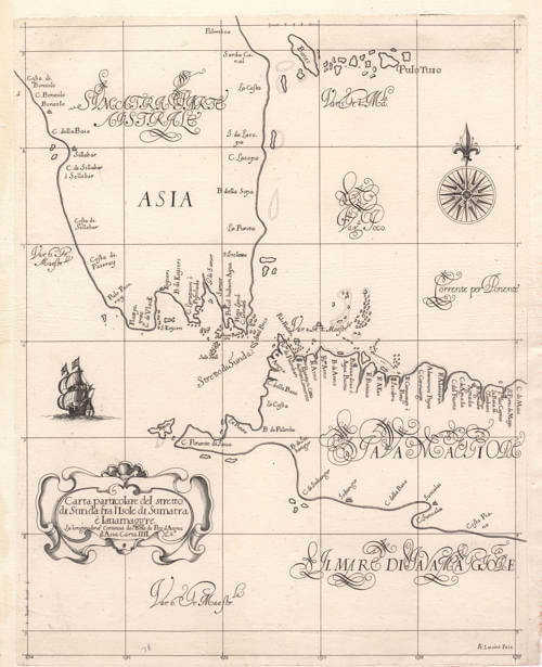 Antique map of Sunda Strait by Sir Robert Dudley