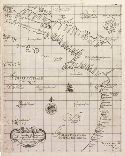 Antique map of Australia by Sir Robert Dudley
