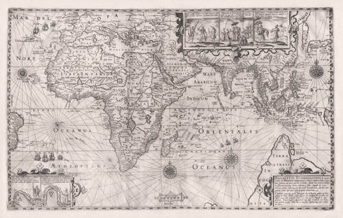 Antique map of the Dutch first fleet to the East Indies by Houtman