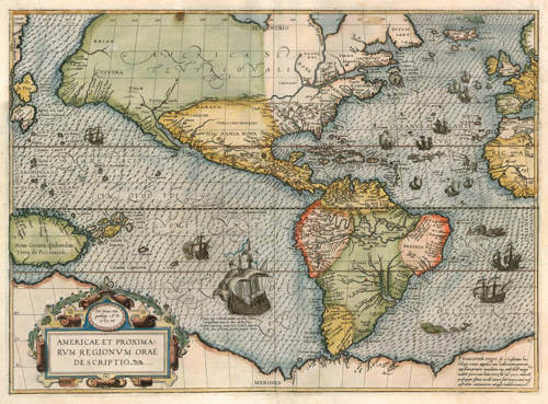 Antique map of the Pacific by Hogenberg