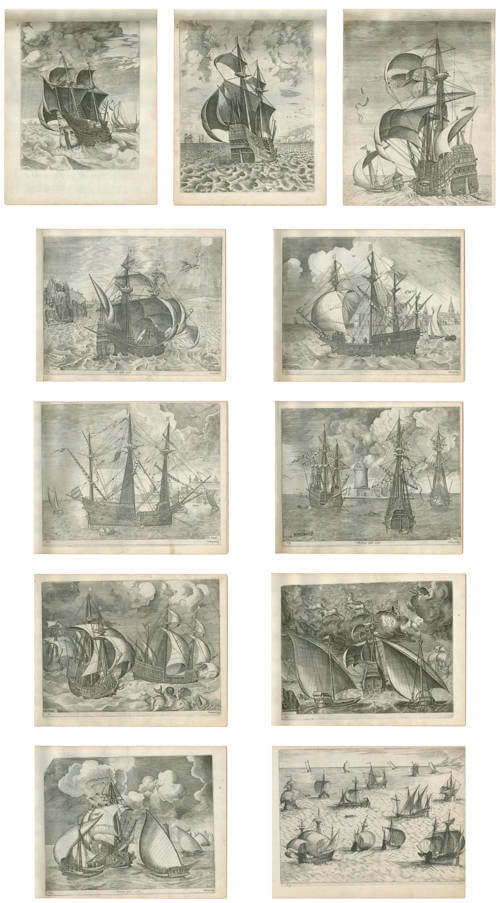 Antique map of The Sailing Vessels by Bruegel