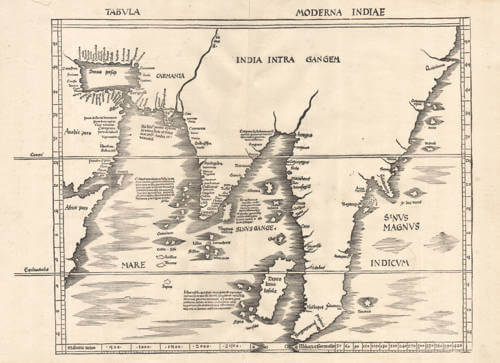 Antique map of Asia and the Indian Ocean by Waldseemüller