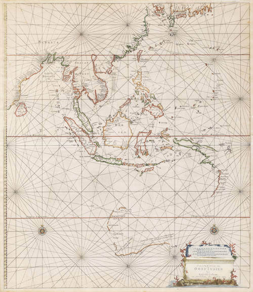 Antique map of South East Asia and Australia by Arnold Colom