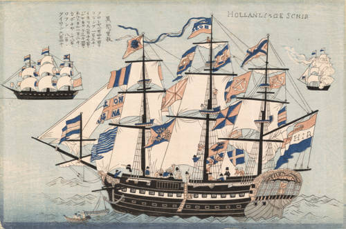 Antique map of Nagasaki by Nagasaki-e, 長崎絵